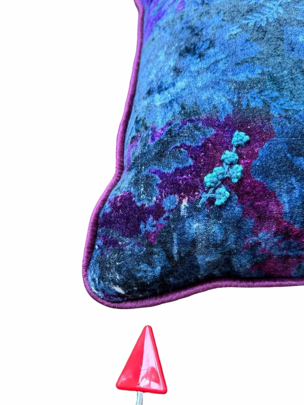 House of Hackney x Anthropologie Velvet Floral Throw Pillow 19x19 Blue Purple